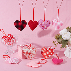 18Pcs 9 Styles Polyester Heart Pendant Decoration&nbsp;HJEW-DR0001-08