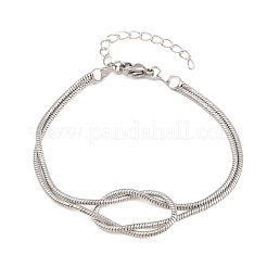 Brass Round Snake Chain Knot 2-Strand Bracelets for Women&nbsp;KK-CBA68DA-17C-P