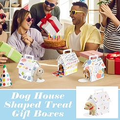 House Shaped Cardboard Paper Pet Gift Boxes with Handles and Window&nbsp;CON-WH0107-108