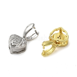 Rack Plating Brass Micro Pave Clear Cubic Zirconia Ice Pick Pinch Bails&nbsp;KK-K340-17