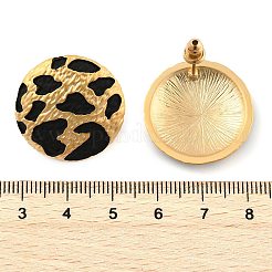 Leopard Print Brass Enamel Stud Earrings for Women&nbsp;EJEW-U055-15A-G