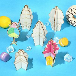 12Pcs 6 Styles Unfinished Wood Craft Decoration Supplies&nbsp;WOCR-CJC0002-002