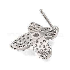 Brass Micro Pave Cubic Zirconia Stud Earring Findings with Loops&nbsp;CU-CBA1682-05P