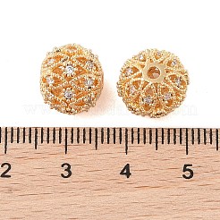 Brass Micro Pave Clear Cubic Zirconia Beads&nbsp;KK-B100-018G