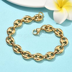 304 Stainless Steel Coffee Bean Chain Bracelets for Women Men&nbsp;BJEW-B169-03G