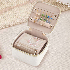 Portable Travel PU Leather Jewelry Storage Zipper Boxes with Handle&nbsp;CON-WH20005-28A