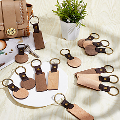 16Pcs 4 Styles Wooden Pendant Keychain&nbsp;KEYC-PH0002-06