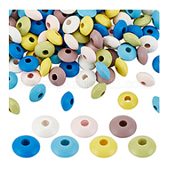 140pcs 7 colors Dyed Natural Beech Wood Beads&nbsp;WOOD-PH0003-11