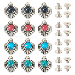 16Sets 4 Colors Alloy Coin Screwback Rivets&nbsp;FIND-SW0001-32