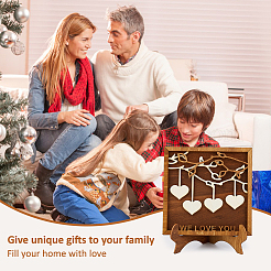 Wooden Family Tree With Heart Tag Sign&nbsp;AJEW-WH0609-088