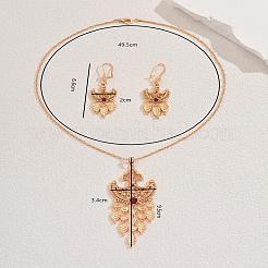 Elegant Geometric Brass Pave Cubic Zirconia Dangle Earrings & Pendant Necklaces Sets for Women&nbsp;EC3167