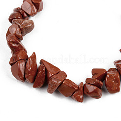 Unisex Chip Natural Red Jasper Beaded Stretch Bracelets&nbsp;BJEW-S143-17