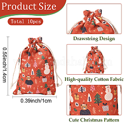 10Pcs 5 Colors Christmas Theme Cloth Printed Storage Bags&nbsp;ABAG-YW0001-16