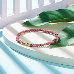 Natural Malaysia Jade(Dyed) Rondelle Beaded Stretch Bracelet with Brass&nbsp;BJEW-JB07967