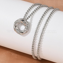 304 Stainless Steel Crystal Rhinestone Hexagon Pendant Necklaces for Women&nbsp;NJEW-F339-04P