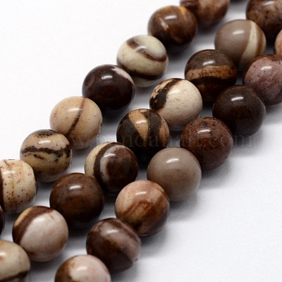 Natural Zebra Jasper Beads Strands&nbsp;G-I199-10-8mm-1
