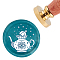 Brass Wax Seal Stamp with Handle, for DIY Scrapbooking, Teapot Pattern, 3.5x1.18 inch(8.9x3cm)