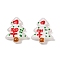 Christmas Theme Handmade Lampwork Beads, Christmas Trees, White, 25~26.5x18.5~22.5x6.5~7.5mm, Hole: 1.6~1.8mm
