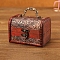 Wooden Portable Storage Boxes, with Iron Clasps & Iron Handle, Rectangle, FireBrick, Flower Pattern, 12x8x8.5cm, Inner diameter: 10.8x6.5x7.5cm