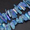Electroplated Natural Quartz Crystal Beads Strands, Nuggets, Tusk Shape, AB Color, Dyed, 7~15x18~60mm, Hole: 1mm, about 46pcs/strand, 16 inch