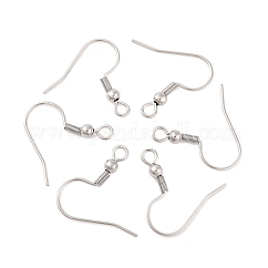 Tarnish Resistant 304 Stainless Steel Earring Hooks, Ear Wire, with Horizontal Loop, Stainless Steel Color, 20x19x3mm, Hole: 2mm, 21 Gauge, Pin: 0.7mm