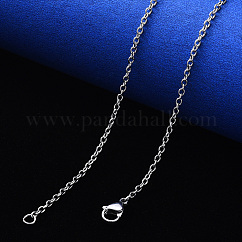 Non-Tarnish 304 Stainless Steel Cable Chain Necklace, with Lobster Claw Clasp, Stainless Steel Color, 19.68 inch(50cm), Link: 2.5x2x0.5mm