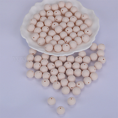 Round Silicone Focal Beads, White, 15mm, Hole: 2mm