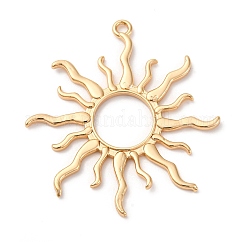 Brass Big Pendants, Cadmium Free & Nickel Free & Lead Free, Sun Ray, Real 18K Gold Plated, 51.5x47.5x2mm, Hole: 2.5mm