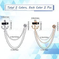 4Pcs 2 Color Jet Rhinestone Anchor Hanging Chain Brooches&nbsp;JEWB-GF0001-38