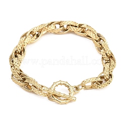 Textured 304 Stainless Steel Double Link Chain Bracelets for Women&nbsp;BJEW-P391-01A-G