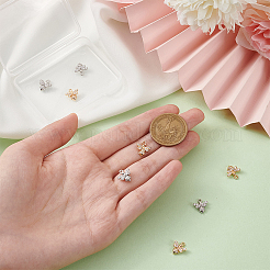 8Pcs 2 Colors Brass Micro Pave Clear Cubic Zirconia Charms&nbsp;KK-BC0010-04