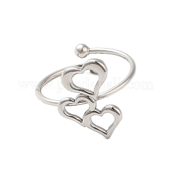 Non-Tarnish 304 Stainless Steel Open Cuff Ring&nbsp;RJEW-M167-03P