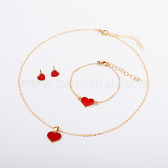 Heart Alloy Enamel Link Bracelets & Stud Earrings & Pendant Necklaces for Women&nbsp;FS-WG7E308-03