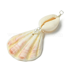 3Pcs 3 Styles Natural Scallop Shell Big Pendants&nbsp;PALLOY-JF03375