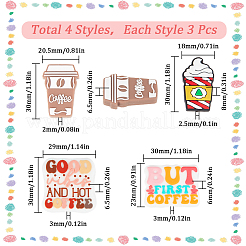 12Pcs 4 Style Food Grade Eco-Friendly Silicone Focal Beads&nbsp;SIL-SC0001-77