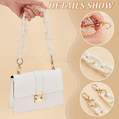 Acrylic Imitation Pearl Rectangle Link Purse Chains&nbsp;FIND-WH0126-254