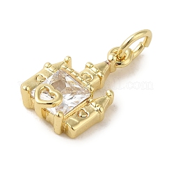 Brass Micro Pave Clear Cubic Zirconia Pendants&nbsp;KK-R162-018G