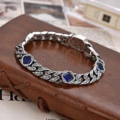 Lion Pattern Brass Pave Cubic Zirconia Cuban Link Chains Bracelets&nbsp;FS-WGF670F-03
