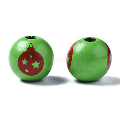 Painted Natural Wood European Beads&nbsp;WOOD-S057-041A
