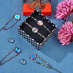 DIY Rainbow Color Blank Dome Link Bracelet Making Kit&nbsp;DIY-SZ0009-08