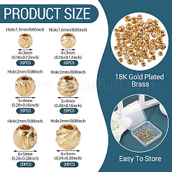 120Pcs 6 Styles Corrugated Round Brass Beads&nbsp;KK-TA0008-92