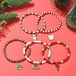 5Pcs 5 Style Glass Seed Stretch Bracelets Set&nbsp;BJEW-TA00274