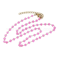 304 Stainless Steel with Glass Faceted Rondelle Bead Handmade Link Chain Birth Stone Necklaces for Women&nbsp;NJEW-G195-01G-05