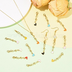 24Pcs 8 Colors Alloy Enamel Heart with 304 Stainless Steel Bead Pendant Decorations&nbsp;HJEW-YW00337