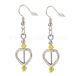 Heart with Acrylic Beaded Dangle Earrings&nbsp;EJEW-JE05064