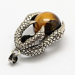Vintage Natural Bezel Tiger Eye Pendants&nbsp;G-M038-03C