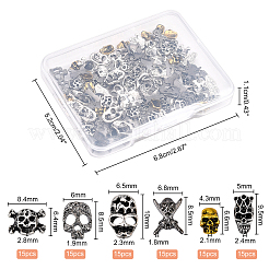 90Pcs 6 Style Alloy Skull Cabochons&nbsp;MRMJ-OC0002-78