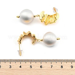 Round with Fold Charm Brass Dangle Stud Earrings&nbsp;EJEW-U055-14G