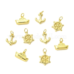 9Pcs 3 Styles Helm & Ship Charms Brass Pendants&nbsp;KK-CJ0005-75