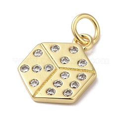 Rack Plating Brass Micro Pave Clear Cubic Zirconia Pendants&nbsp;KK-B092-32G